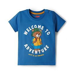 Babyhug Single Jersey Knit Half Sleeves T-Shirt & Shorts Set with Adventure Print - Blue & Yellow