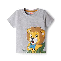 Babyhug Single Jersey Knit Half Sleeves T-Shirt & Shorts Set with Lion Print - Green