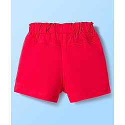 Babyhug Single Jersey Knit Half Puffed Sleeves Top & Shorts Set with Fruit Embroidery - Red & White