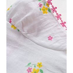 Babyhug Single Jersey Knit Sleeveless Floral Printed Top & Shorts Set with Belt - Pink & White