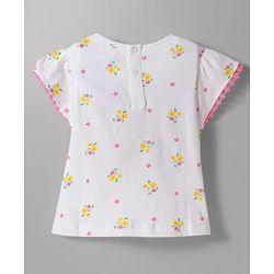 Babyhug Single Jersey Knit Sleeveless Floral Printed Top & Shorts Set with Belt - Pink & White