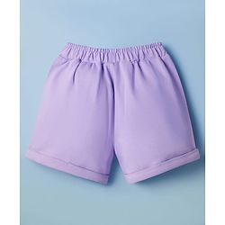 Babyhug Single Jersey Knit Half Sleeves Top & Shorts Set with Berry Mood Print - White & Lavender