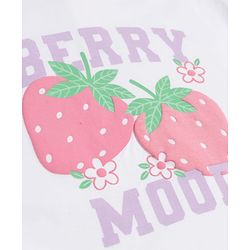 Babyhug Single Jersey Knit Half Sleeves Top & Shorts Set with Berry Mood Print - White & Lavender