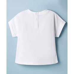 Babyhug Single Jersey Knit Half Sleeves Top & Shorts Set with Berry Mood Print - White & Lavender