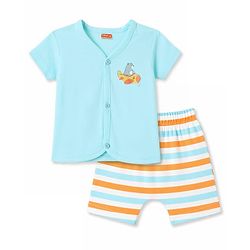 Babyhug Half Sleeves Cotton Knit Bear Print T-Shirts & Shorts Night Suit - Multicolour