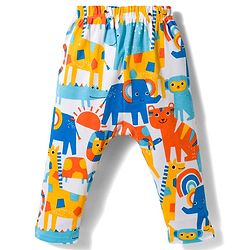 Babyhug Interlock Knit Full Length Striped & Animal Printed Diaper Leggings Pack of 3 - Multicolor