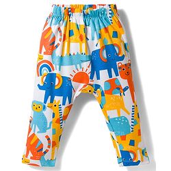 Babyhug Interlock Knit Full Length Striped & Animal Printed Diaper Leggings Pack of 3 - Multicolor
