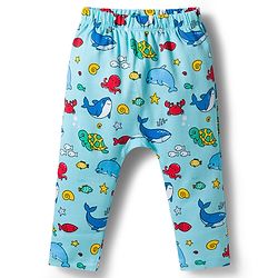 Babyhug Interlock Knit Full Length Sea Life Printed Diaper Leggings Pack Of 3 - Multicolour