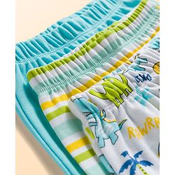 Babyhug Interlock Knit Full Length Striped & Dino Printed Diaper Leggings Pack of 3 - Multicolor