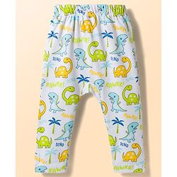 Babyhug Interlock Knit Full Length Striped & Dino Printed Diaper Leggings Pack of 3 - Multicolor