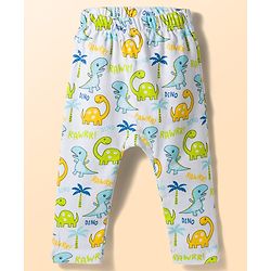 Babyhug Interlock Knit Full Length Striped & Dino Printed Diaper Leggings Pack of 3 - Multicolor