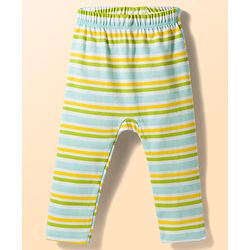 Babyhug Interlock Knit Full Length Striped & Dino Printed Diaper Leggings Pack of 3 - Multicolor