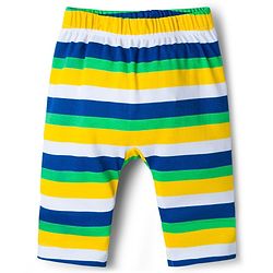 Babyhug Interlock Knit Full Length Diaper Leggings with Jungle Theme Print & Stripes Pack of 3 - Multicolor