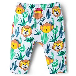 Babyhug Interlock Knit Full Length Diaper Leggings with Jungle Theme Print & Stripes Pack of 3 - Multicolor