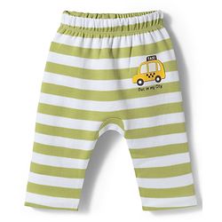 Babyhug Cotton Knit Full Length  Diaper Leggings With Taxi Print Pack of 3 - Multicolor