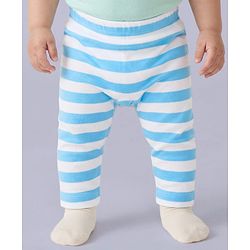 Babyhug 100% Cotton Interlock Knit Full Length Diaper Leggings with Airplane Print & Stripes Pack of 3 - Multicolor