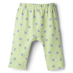 Babyhug 100% Cotton Interlock Knit Full Length Diaper Leggings with Airplane Print & Stripes Pack of 3 - Multicolor