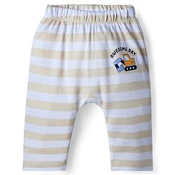 Babyhug Interlock Knit Full Length Diaper Leggings with Vehicle Print & Stripes Pack of 3 - Multicolor