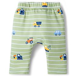 Babyhug Interlock Knit Full Length Diaper Leggings with Vehicle Print & Stripes Pack of 3 - Multicolor