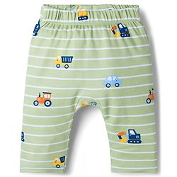 Babyhug Interlock Knit Full Length Diaper Leggings with Vehicle Print & Stripes Pack of 3 - Multicolor