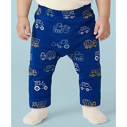 Babyhug Interlock Knit Full Length Diaper Leggings with Vehicle Print & Stripes Pack of 3 - Multicolor