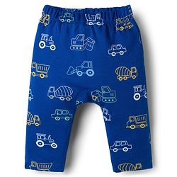 Babyhug Interlock Knit Full Length Diaper Leggings with Vehicle Print & Stripes Pack of 3 - Multicolor