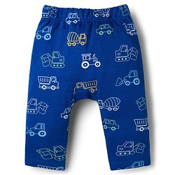 Babyhug Interlock Knit Full Length Diaper Leggings with Vehicle Print & Stripes Pack of 3 - Multicolor