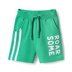 Babyhug Single Jersey Knit Half Sleeves T-Shirt & Shorts Set With Tiger Print - Green