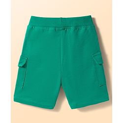 Babyhug Single Jersey Knit Half Sleeves Striped T-Shirt & Shorts Set with Text Print - Green