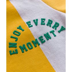 Babyhug Single Jersey Knit Half Sleeves Striped T-Shirt & Shorts Set with Text Print - Green