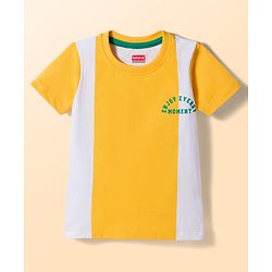 Babyhug Single Jersey Knit Half Sleeves Striped T-Shirt & Shorts Set with Text Print - Green