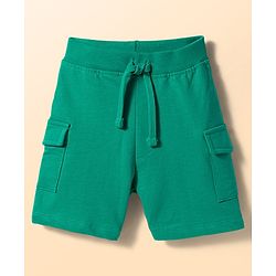 Babyhug Single Jersey Knit Half Sleeves Striped T-Shirt & Shorts Set with Text Print - Green
