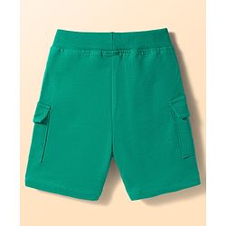 Babyhug Single Jersey Knit Half Sleeves Striped T-Shirt & Shorts Set with Text Print - Green