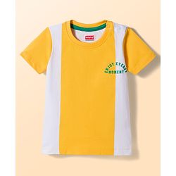 Babyhug Single Jersey Knit Half Sleeves Striped T-Shirt & Shorts Set with Text Print - Green