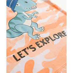 Babyhug Single Jersey Knit Half Sleeves T-Shirt & Shorts Co-ord  Set With Dino Print - Orange