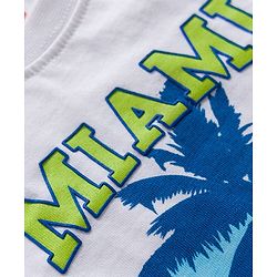 Babyhug Single Jersey Knit Sleevless T-Shirt & Shorts Set with Miami Print - Light Green & White