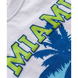 Babyhug Single Jersey Knit Sleevless T-Shirt & Shorts Set with Miami Print - Light Green & White