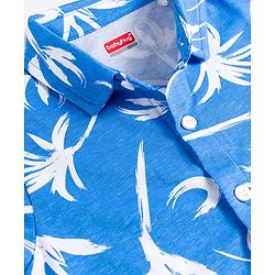 Babyhug Single Jersey Knit Half Sleeves Shirt & Shorts Set with Floral Print - Blue & Beige