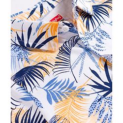 Babyhug Single Jersey Knit Half Sleeves Shirt & Shorts Set with Leaf Print - Navy Blue