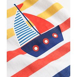 Babyhug Single Jersey Knit Half Sleeves Striped & Nautical Theme Printed T-Shirt & Cargo Shorts Set - Multicolor & Navy Blue