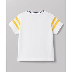 Babyhug Single Jersey Knit Half Sleeves Striped & Nautical Theme Printed T-Shirt & Cargo Shorts Set - Multicolor & Navy Blue