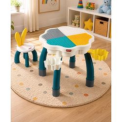 Babyhug Kids Activity Table & Chair Set - Multicolor| Building Block Surface| Storage Trays| Sturdy Chair| Easy to Assemble| Studying, Playing, Art & Craft, Drawing