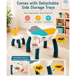 Babyhug Kids Activity Table & Chair Set - Multicolor| Building Block Surface| Storage Trays| Sturdy Chair| Easy to Assemble| Studying, Playing, Art & Craft, Drawing