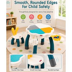 Babyhug Kids Activity Table & Chair Set - Multicolor| Building Block Surface| Storage Trays| Sturdy Chair| Easy to Assemble| Studying, Playing, Art & Craft, Drawing