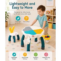Babyhug Kids Activity Table & Chair Set - Multicolor| Building Block Surface| Storage Trays| Sturdy Chair| Easy to Assemble| Studying, Playing, Art & Craft, Drawing