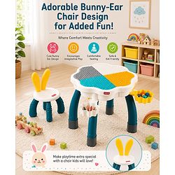 Babyhug Kids Activity Table & Chair Set - Multicolor| Building Block Surface| Storage Trays| Sturdy Chair| Easy to Assemble| Studying, Playing, Art & Craft, Drawing