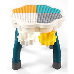 Babyhug Kids Activity Table & Chair Set - Multicolor| Building Block Surface| Storage Trays| Sturdy Chair| Easy to Assemble| Studying, Playing, Art & Craft, Drawing