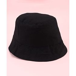 Babyhug Disney Cotton Woven Summer Bucket Cap With Micky Mouse Embroidery Black - Diameter 21 cm