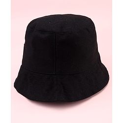 Babyhug Disney Cotton Woven Summer Bucket Cap With Micky Mouse Embroidery Black - Diameter 21 cm