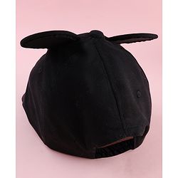 Babyhug Disney Cotton Woven Summer Cap With Mickey Mouse Graphics & Ear Applique Black - Diameter 20 cm